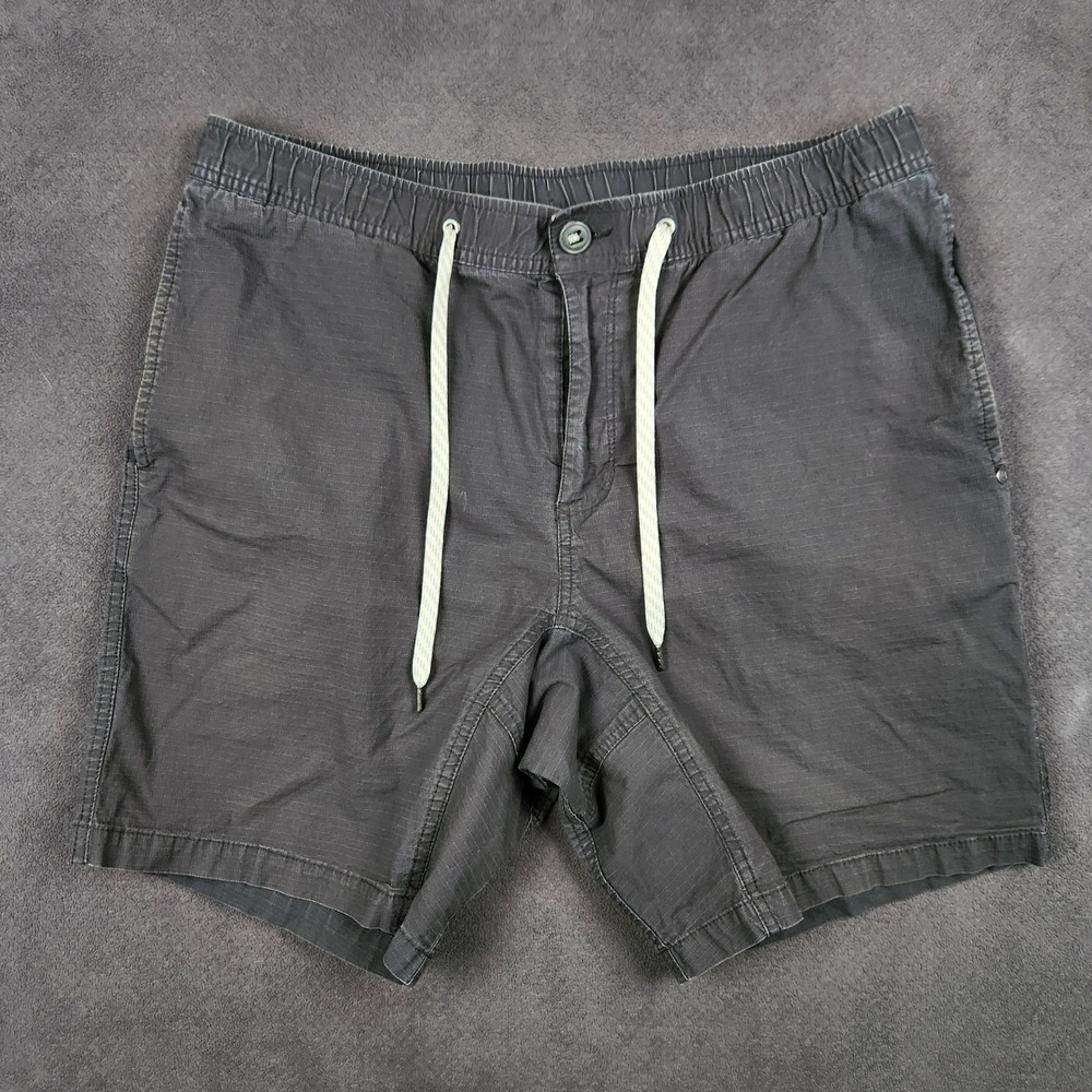Vuori Ripstop Short Mens XL Charcoal Gray Elastic Waist Cotton Stretch 9in V370